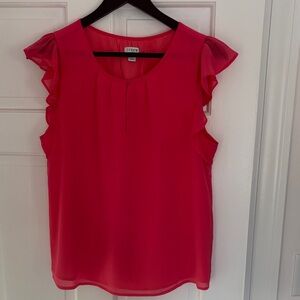 J. Crew Vibrant Pink Ruffle Sleeve Blouse